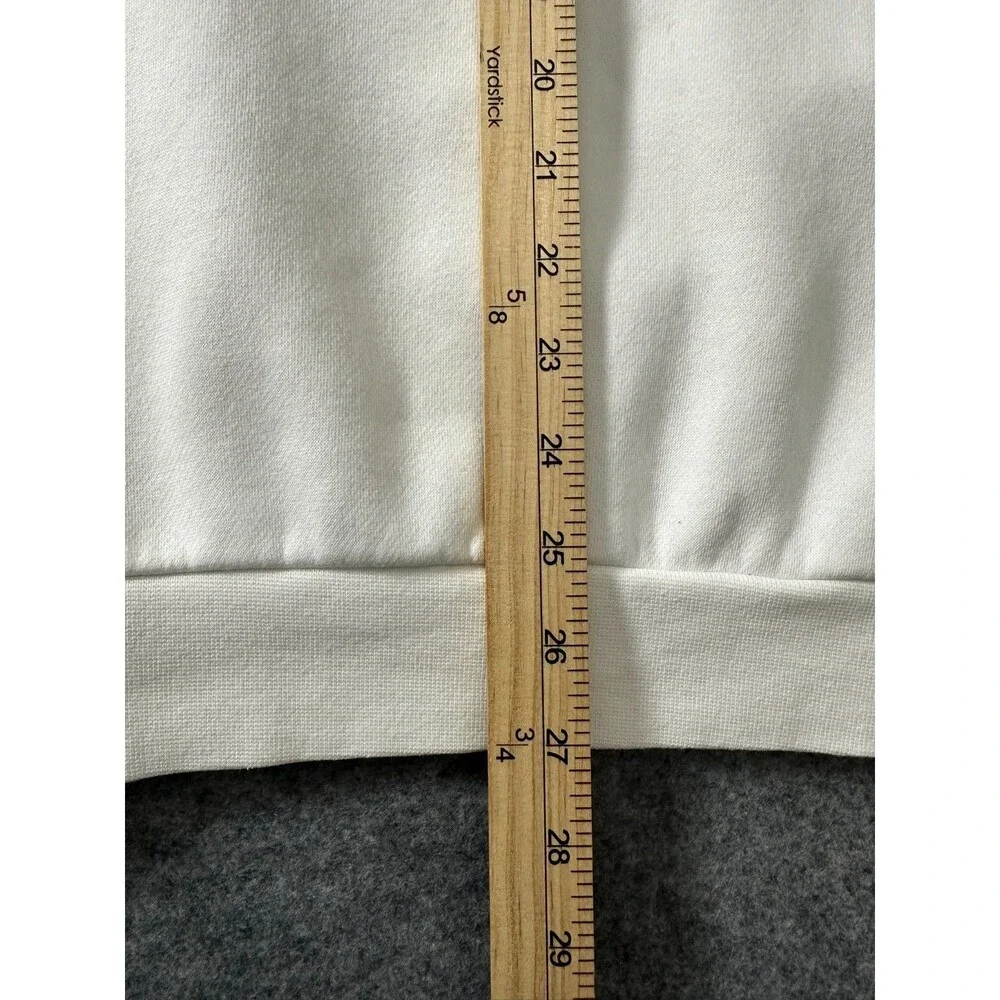 Adidas Three Stripes Crewneck Sweatshirt White Logo Fleece Pullover M Athleisure - Picture 4 of 12